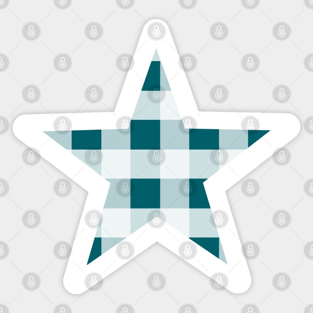 Peacock Blue and White Buffalo Plaid Star Sticker by bumblefuzzies